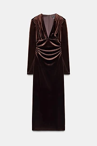 ROBE MI-LONGUE DRAPÉE EN VELOURS