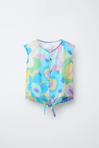 CHEMISE IMPRIMÉE À NŒUD