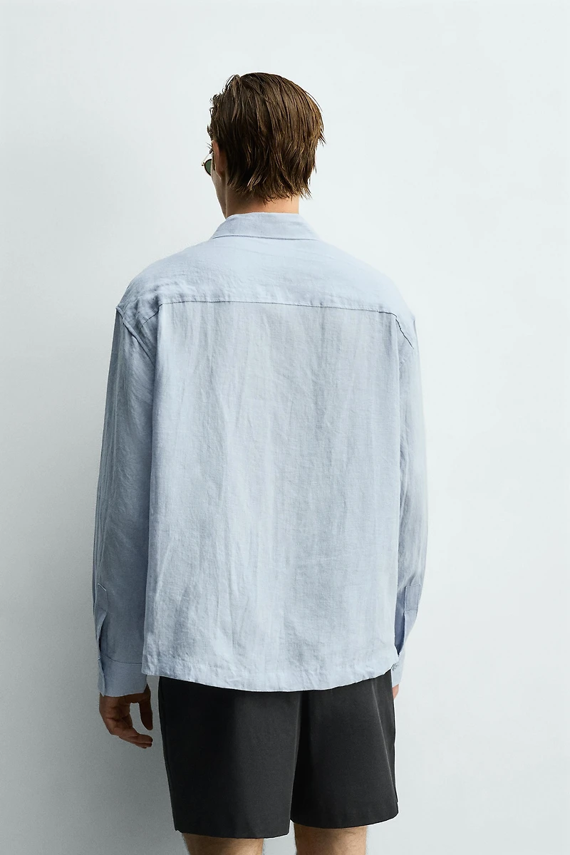 CHEMISE RELAXED FIT 100% LIN PLISSÉE
