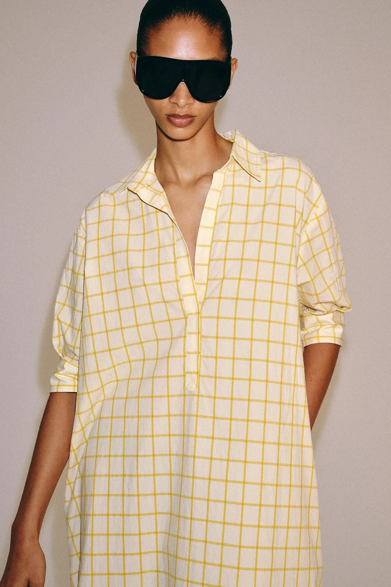 ZW COLLECTION CHECKED SHIRT DRESS