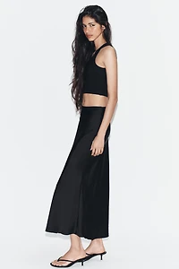 ANIMAL PRINT SATIN EFFECT MIDI SKIRT