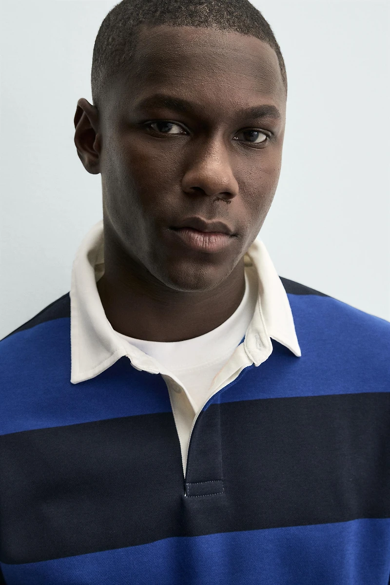 CONTRAST COLLAR POLO SWEATSHIRT