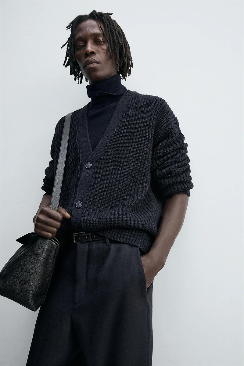 RIBBED TEXTURED CARDIGAN