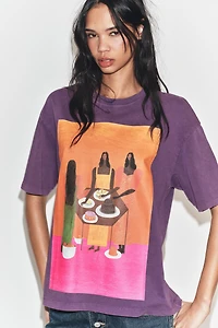 MANUJA WALDIA WASHED EFFECT PRINTED T-SHIRT