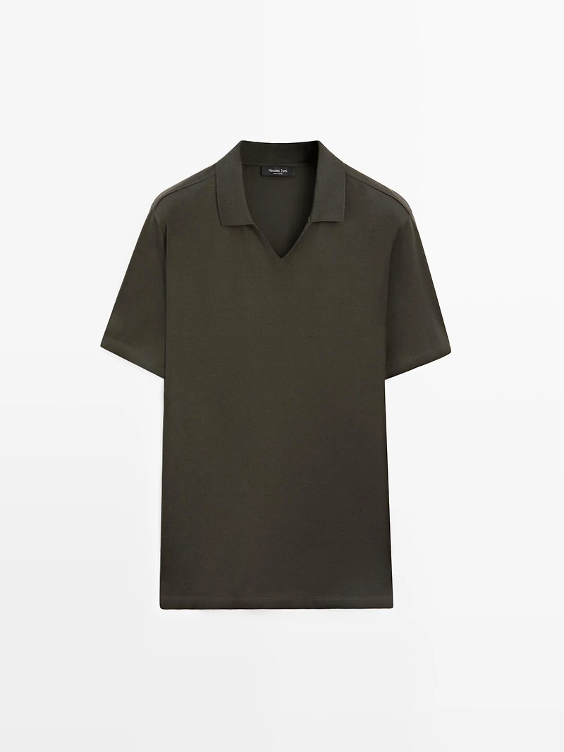Cotton V-neck polo shirt
