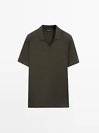 Cotton V-neck polo shirt