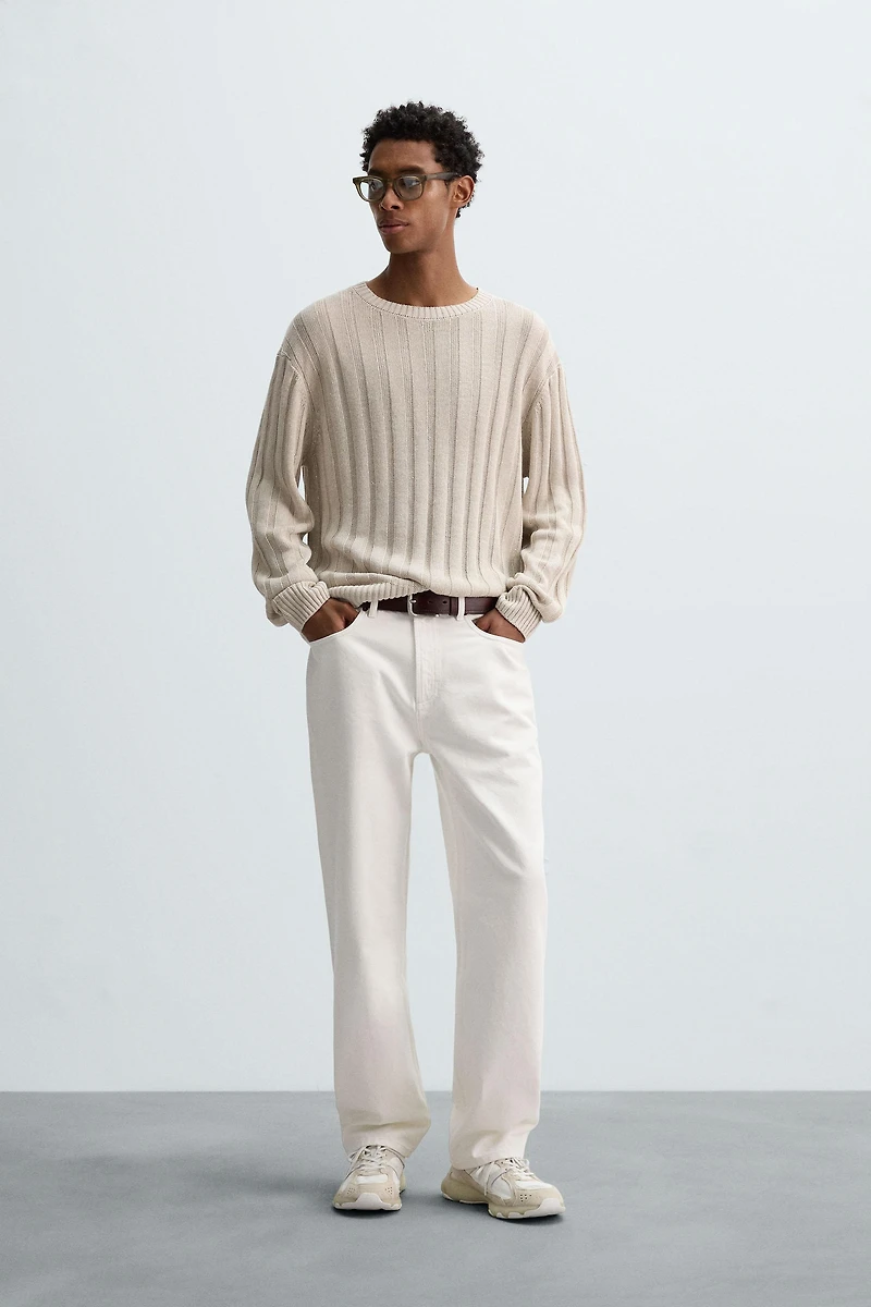 100% LINEN RIBBED SWEATER
