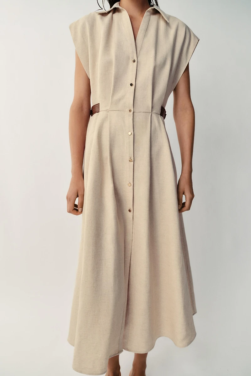 LINEN BLEND SHIRTDRESS
