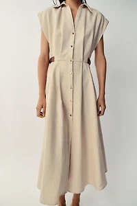 LINEN BLEND SHIRTDRESS