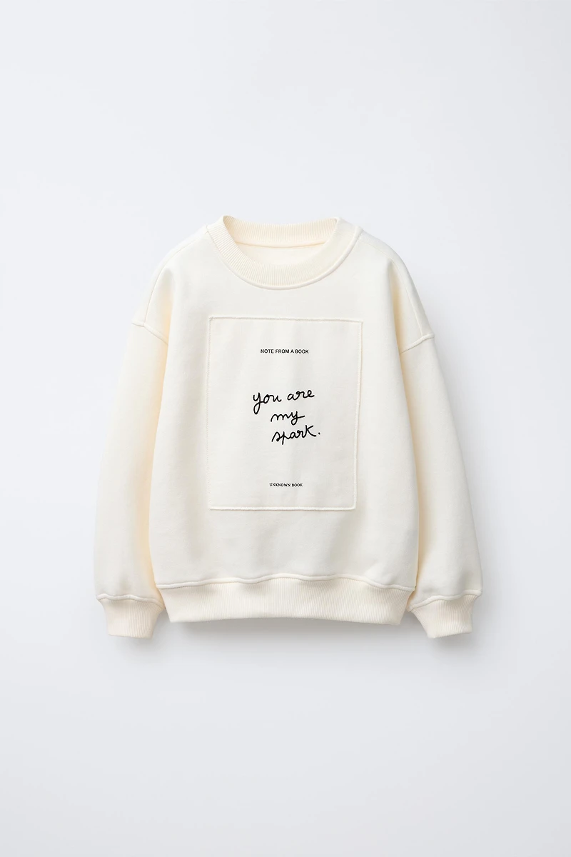 PATCH AND FLOCKED TEXT SWEATSHIRT