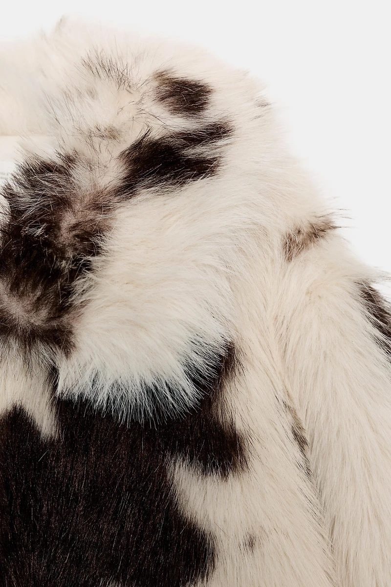 FAUX FUR ANIMAL PRINT JACKET