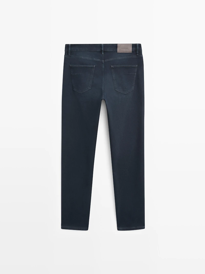 Slim fit denim-effect trousers