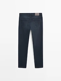Slim fit denim-effect trousers