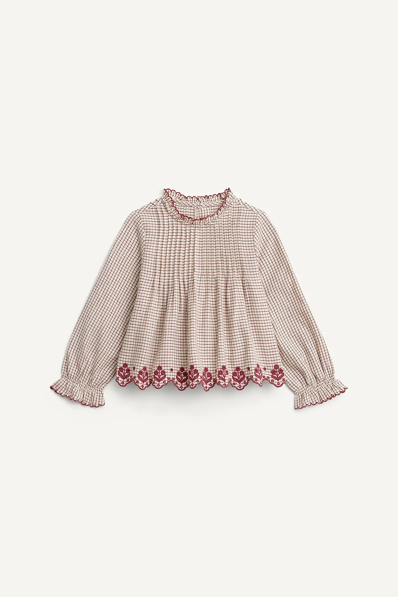 EMBROIDERED GINGHAM BLOUSE LIMITED EDITION