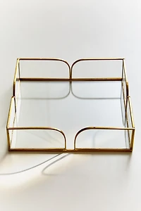 GLASS NAPKIN HOLDER WITH METAL TRIM