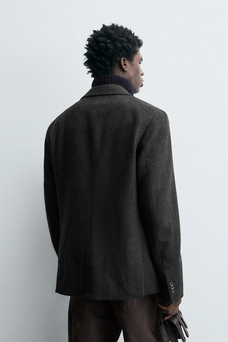 HERRINGBONE TEXTURED BLAZER