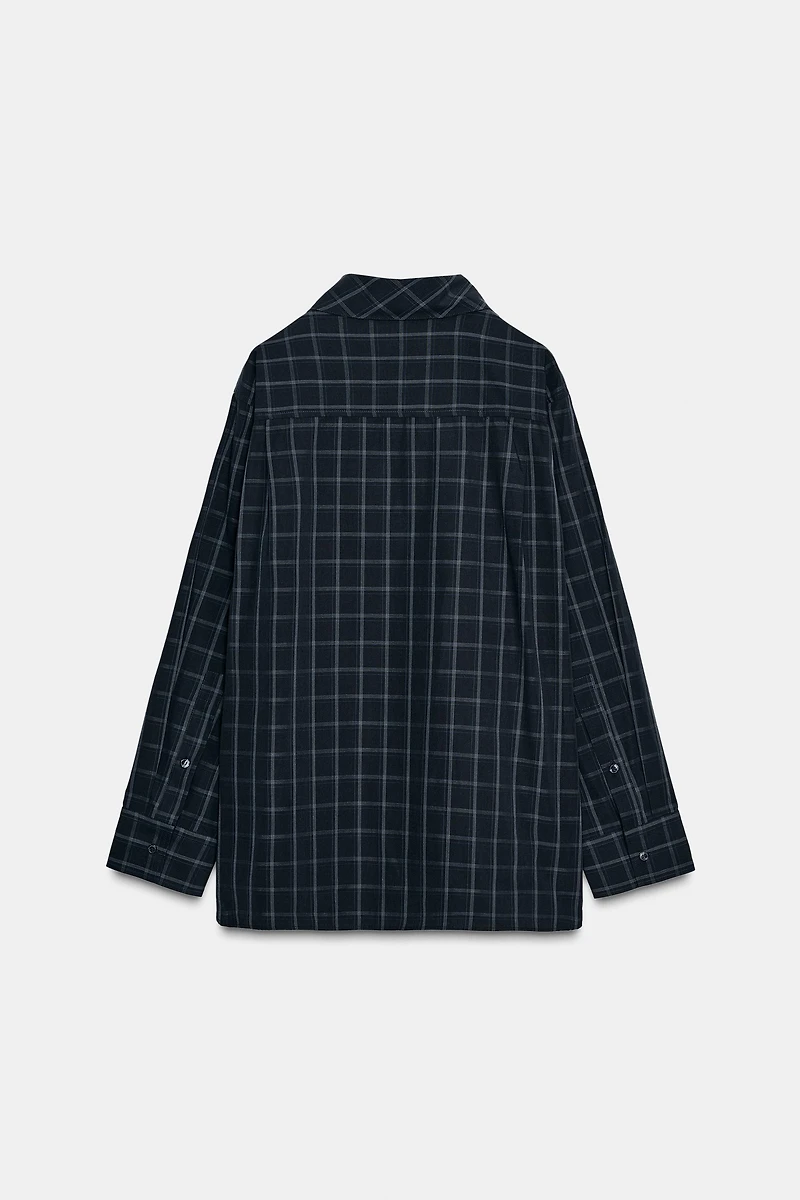 PLAID POPLIN SHIRT WITH SCARF DETAIL