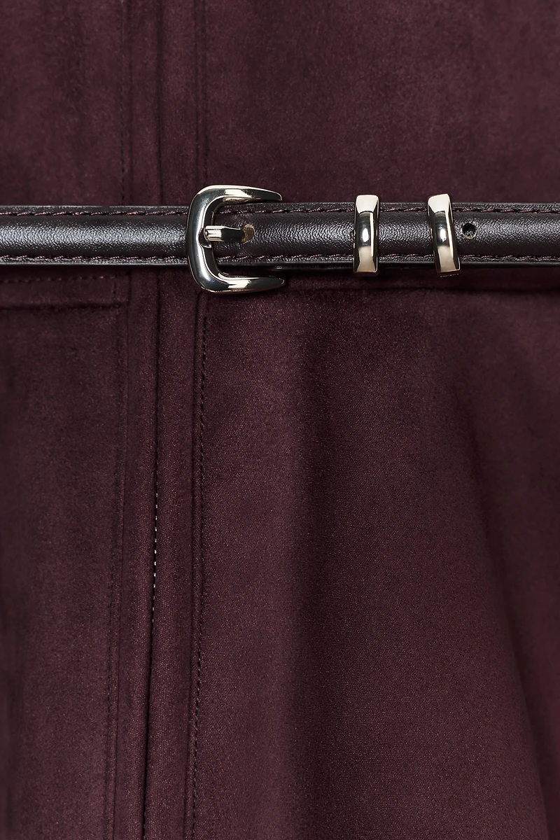 VESTE PEPLUM EFFET DAIM CEINTURÉE