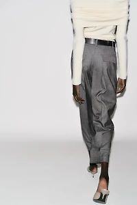 BELTED CUFFED HEM PANTS