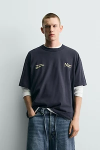 CONTRASTING TEXT PRINT T-SHIRT