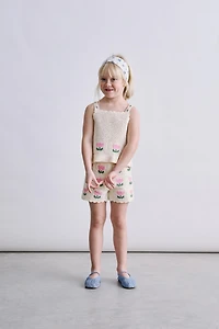 CROCHET KNIT FLORAL TOP