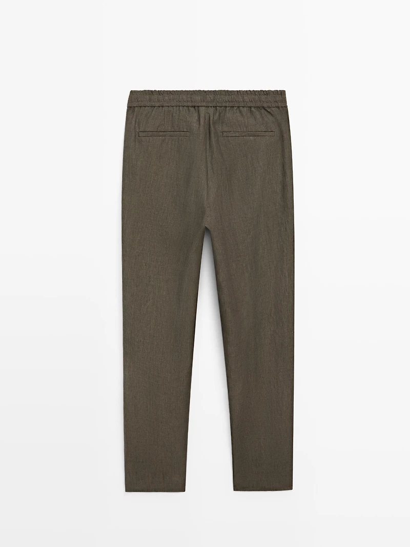 100% linen jogger fit trousers