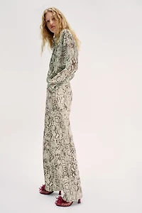 Z1975 HIGH-RISE STRAIGHT LONG LENGTH ANIMAL PRINT JEANS
