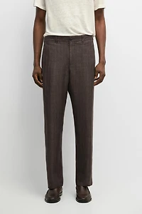 Pantalon straight rayé 100 % lin