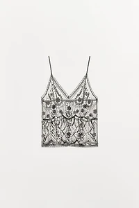 TULLE BEADED SEQUIN TOP