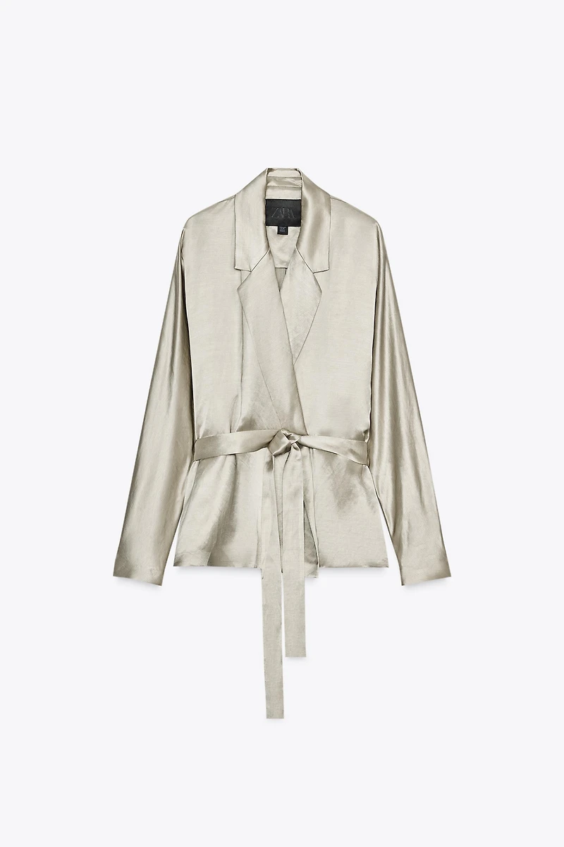 SATIN EFFECT BLAZER WITH BELT ZW COLLECTION LIMITED EDITION
