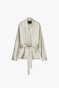 SATIN EFFECT BLAZER WITH BELT ZW COLLECTION LIMITED EDITION
