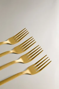SET OF GOLD STEEL BRUNCH DESSERT FORKS (SET OF 4)