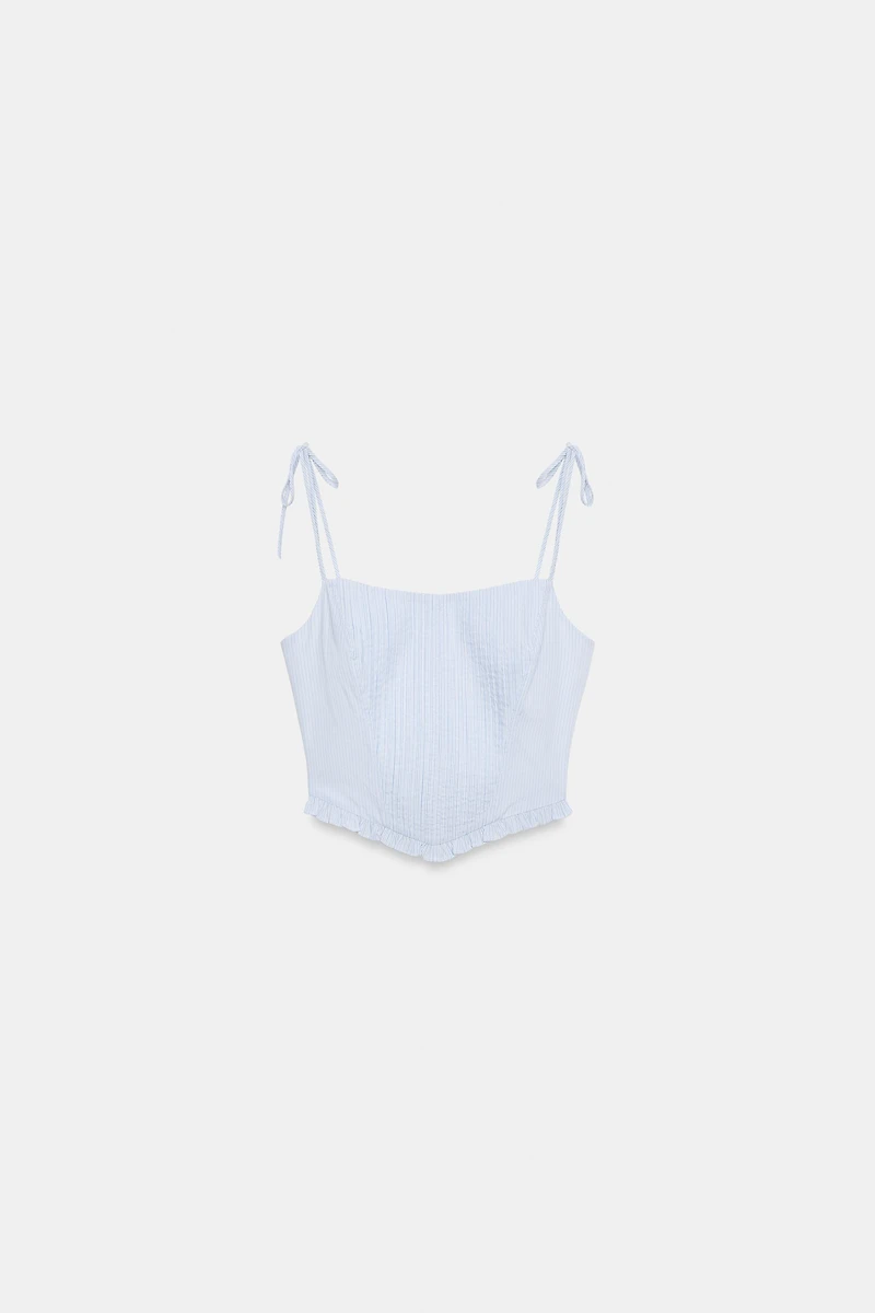 POPLIN CORSET CROP TOP