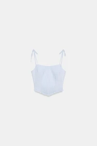 POPLIN CORSET CROP TOP