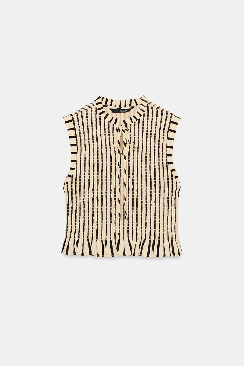 STRIPED SMOCKED TOP