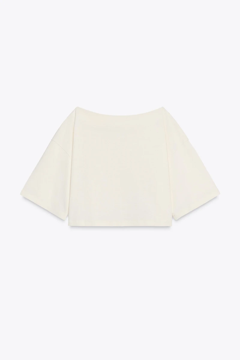 T-SHIRT EN COTON COL BATEAU