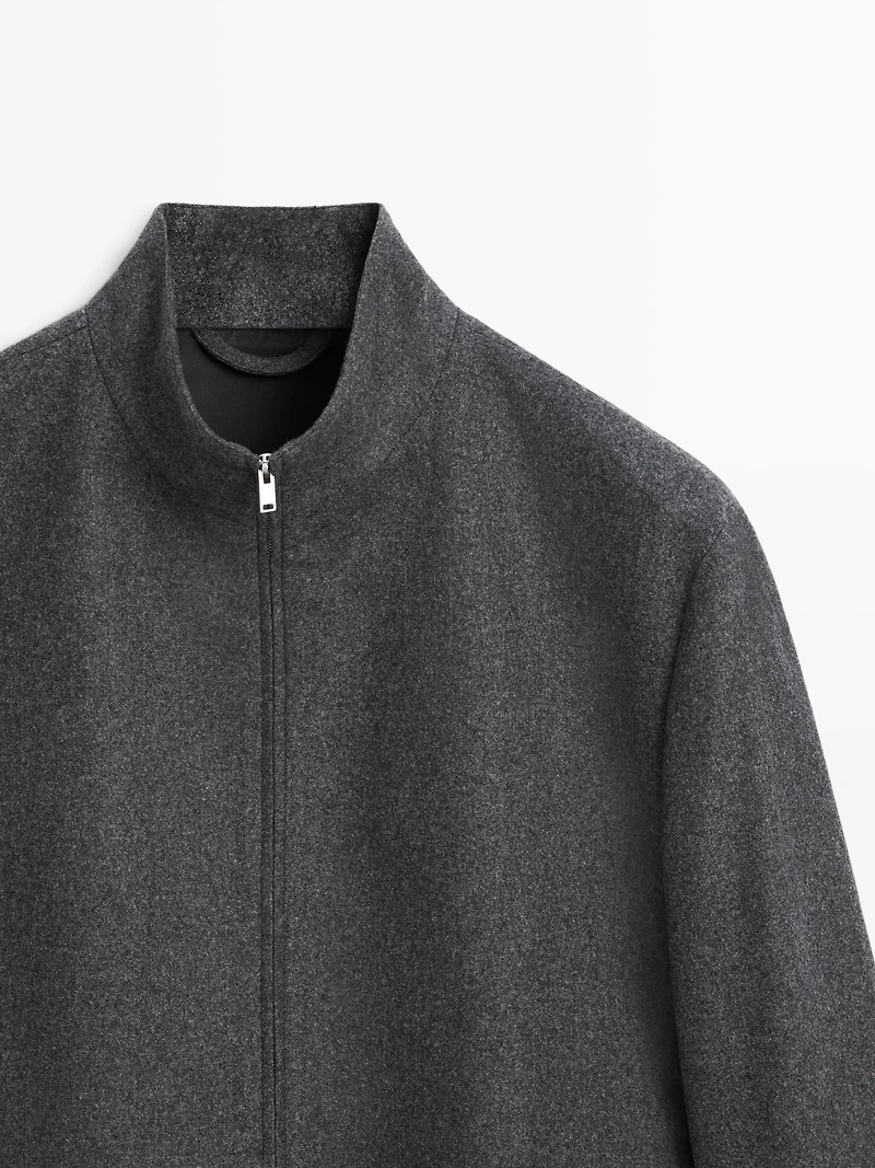 Wool blend bomber jacket