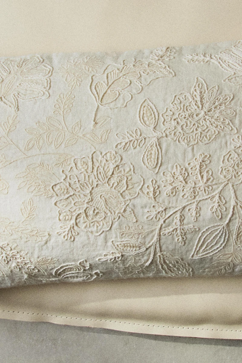 EMBROIDERED THROW PILLOW COVER