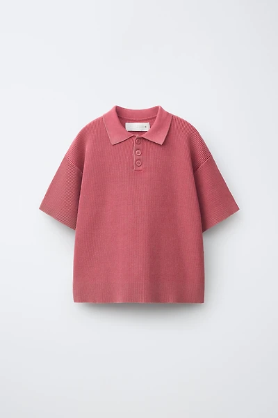 ACID WASH RIBBED POLO SHIRT