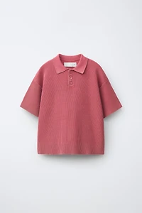 ACID WASH RIBBED POLO SHIRT