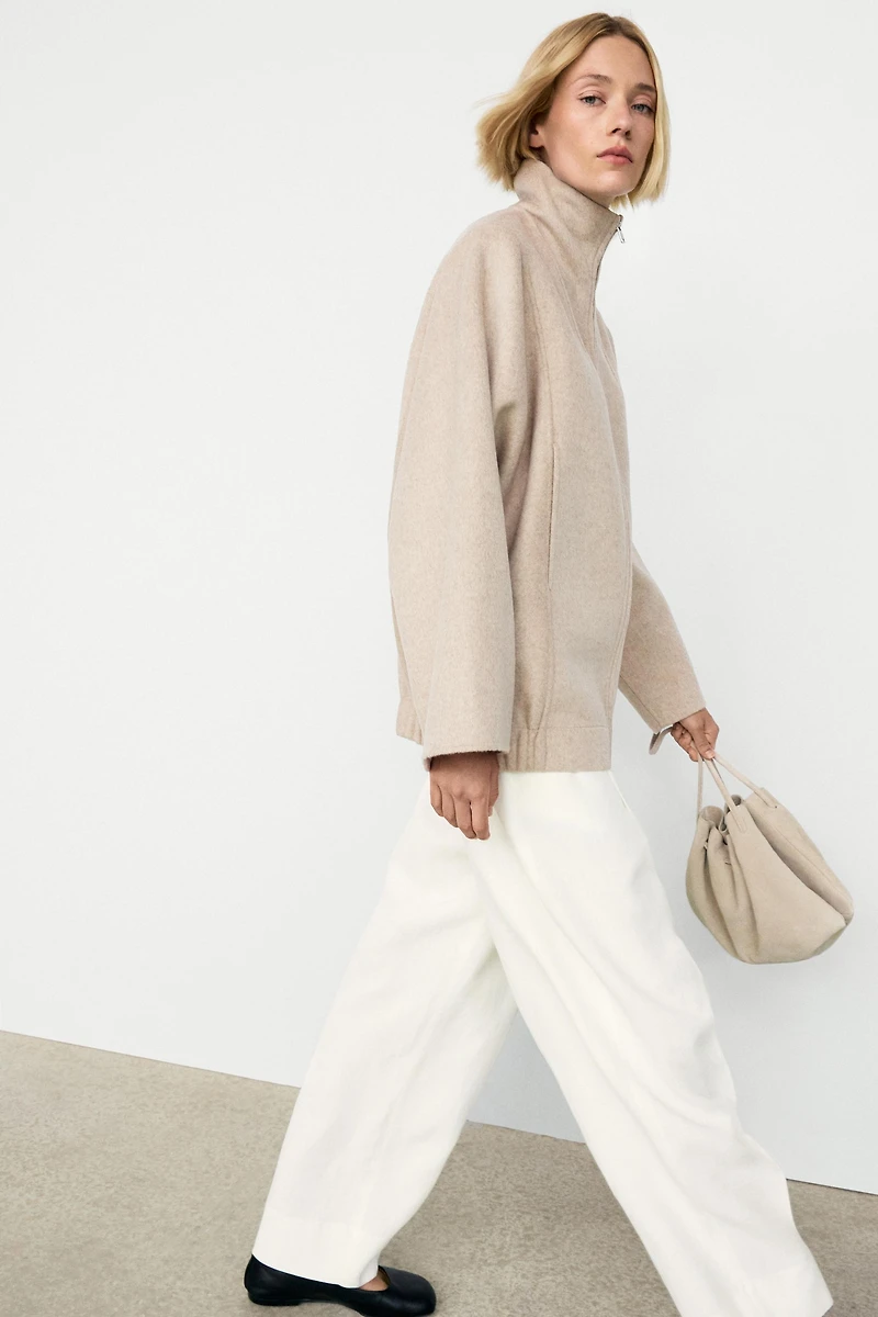 Wool blend bomber jacket