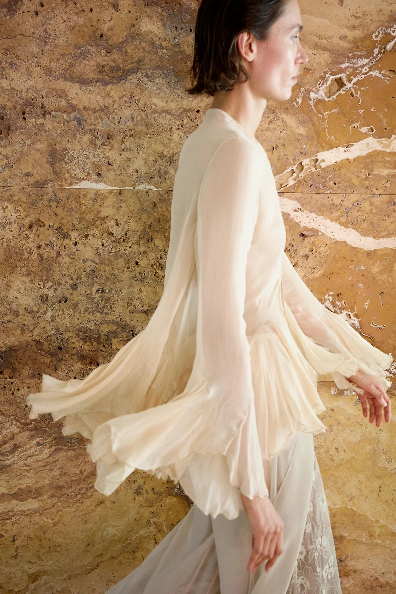 RUFFLED GEORGETTE SHIRT