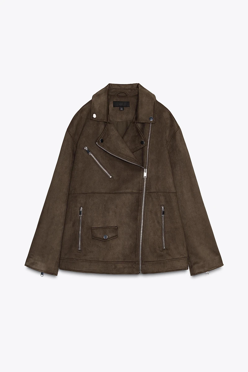 FAUX SUEDE BIKER JACKET