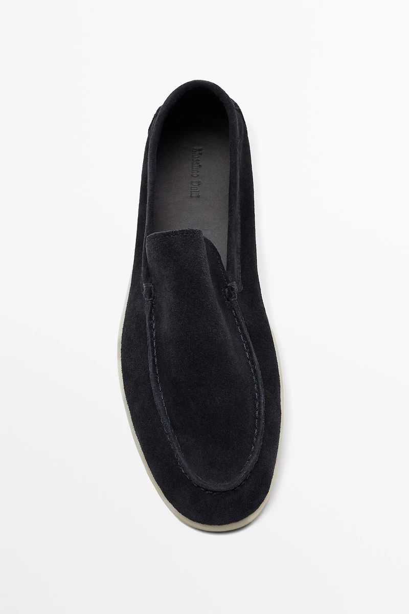 Soft split leather loafers