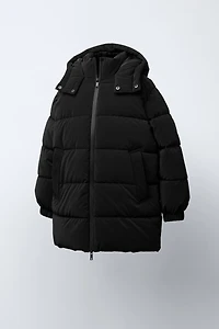 LONG QUILTED COAT WITH LABEL