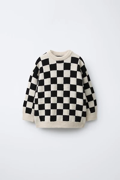 CHECKERBOARD KNIT JUMPER