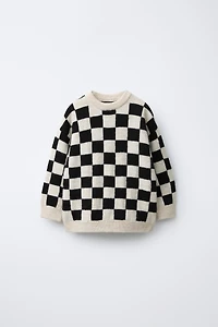 CHECKERBOARD KNIT JUMPER
