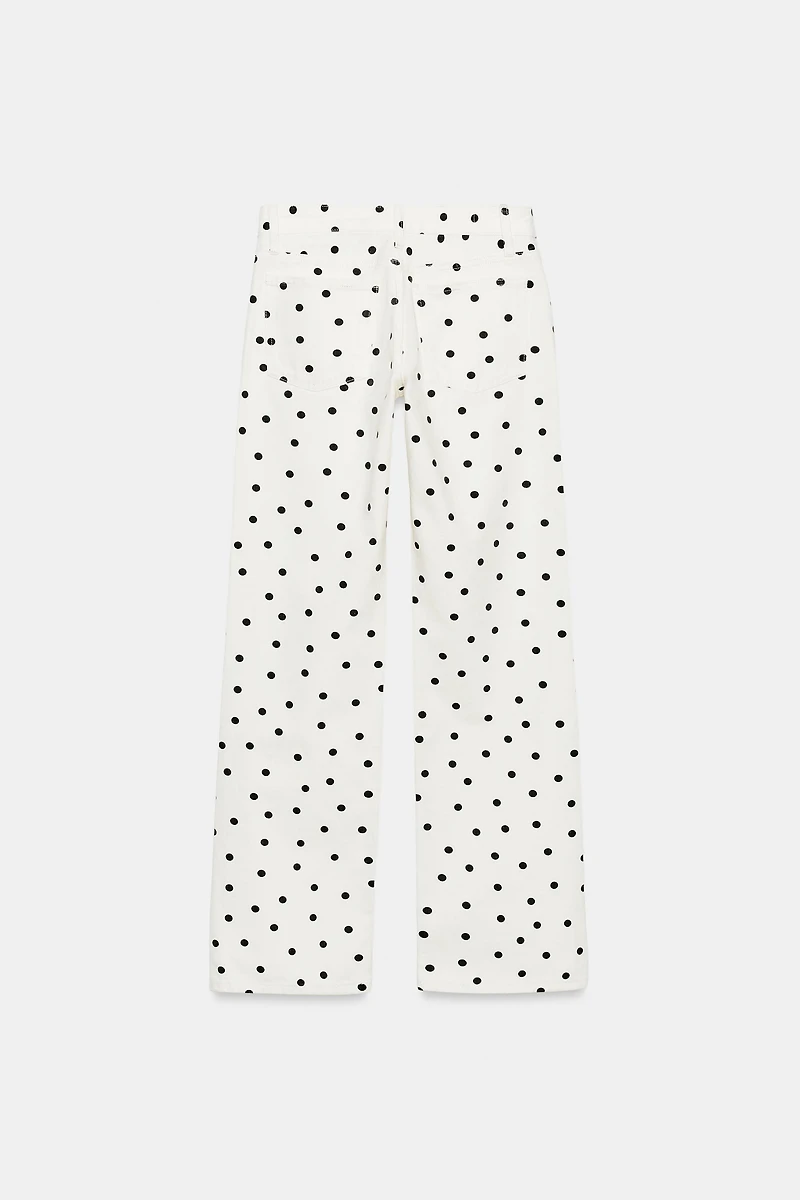 TRF LOW RISE WIDE LEG POLKA DOT JEANS