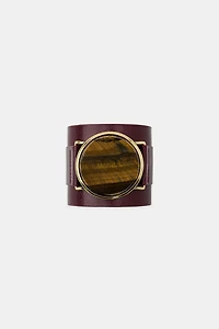 MAXI RIGID LEATHER STONE BRACELET