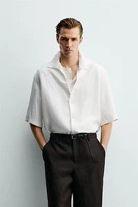 STRIPED JACQUARD BOXY FIT SHIRT